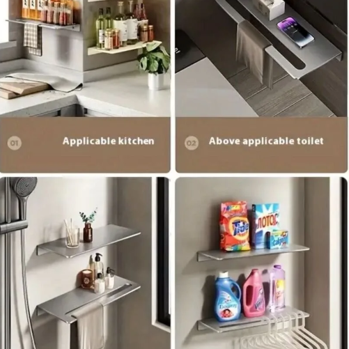 Dekoratif Paslanmaz Çelik Raf, 50cm-30cm 2 Adet Modern Banyo Havlu Askısı