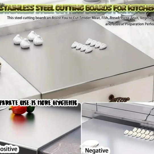 Paslanmaz Çelik 30x40 cm Tek Bükümlü Metal Tezgah Koruyucu Kesme Tahtası