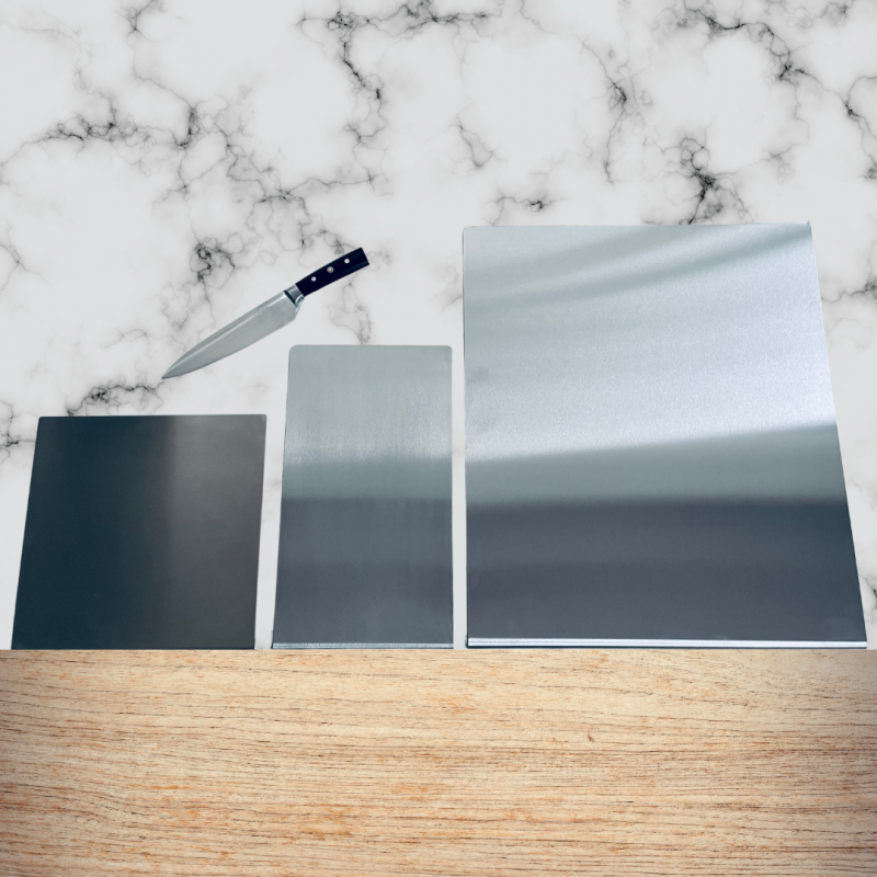 Paslanmaz 50X60 cm Tek Bükümlü Metal Tezgah Koruyucu Kesme Tahtası