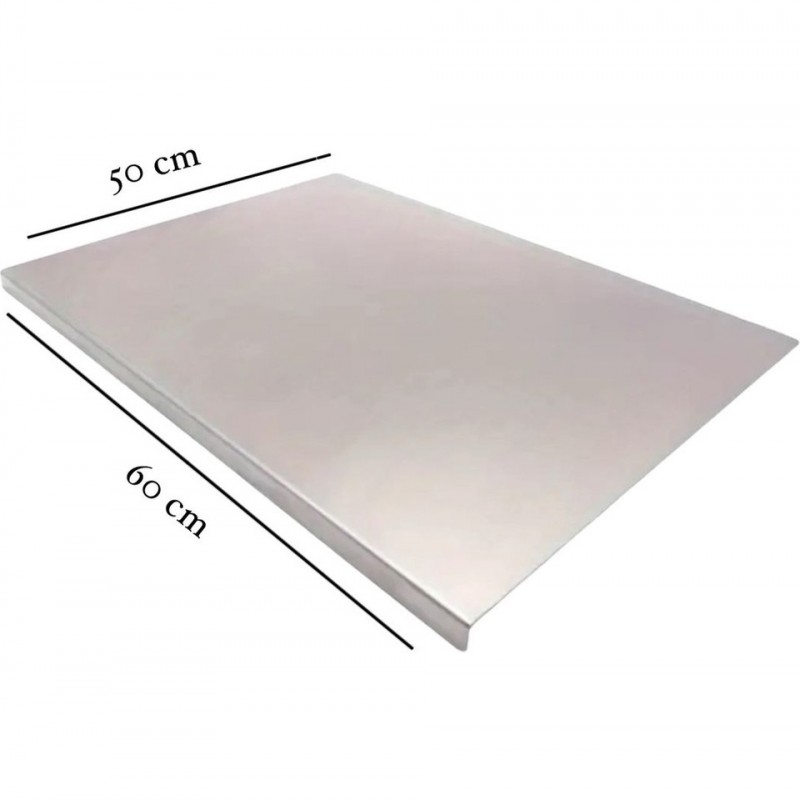 Paslanmaz 50X60 cm Tek Bükümlü Metal Tezgah Koruyucu Kesme Tahtası